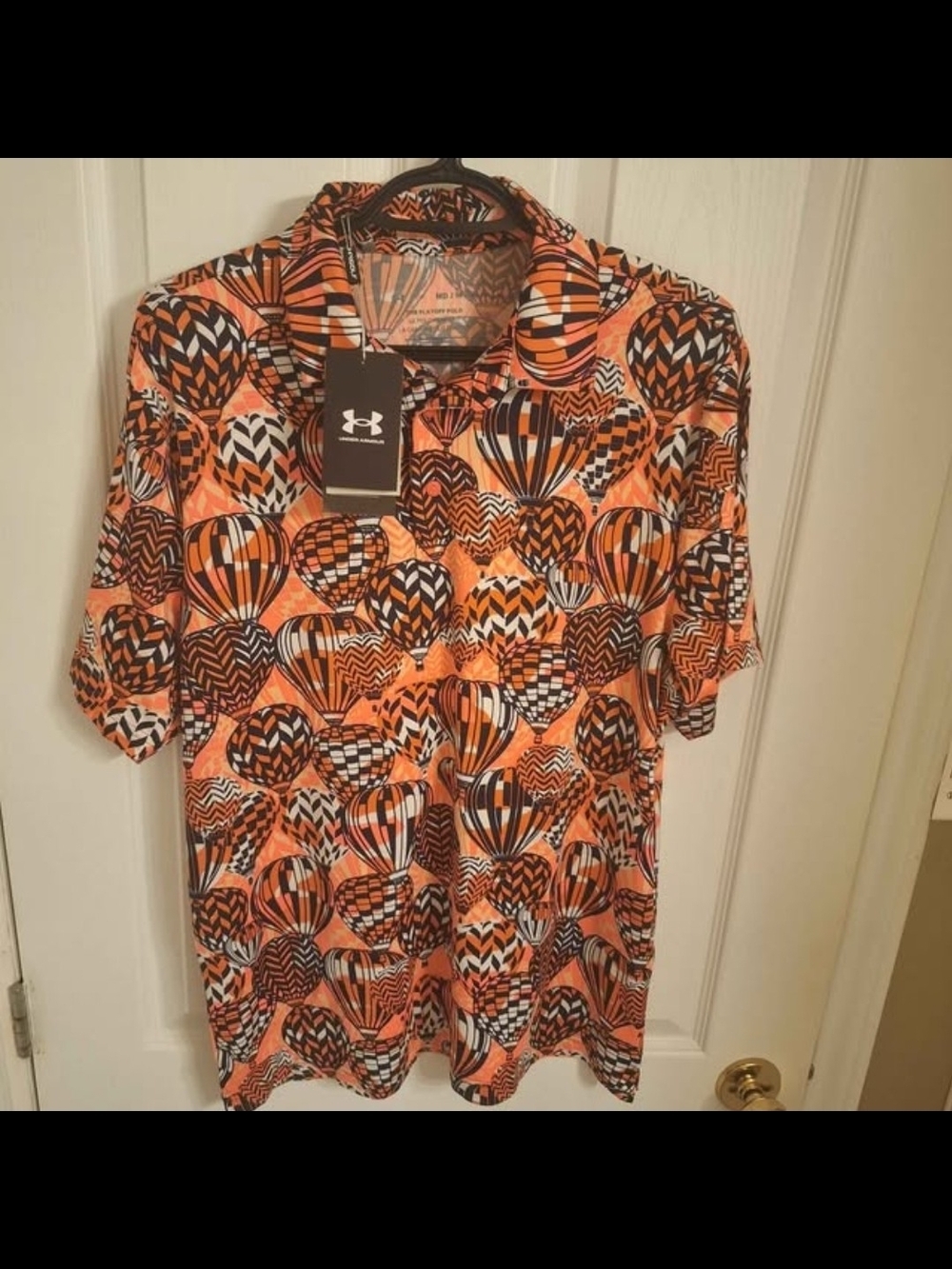 Under Armour Men’s Red/Pinkish & Black Patterned Polo